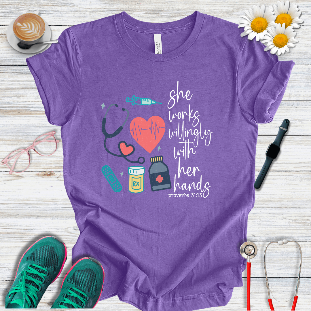 She works willingly with her hands T-Shirt