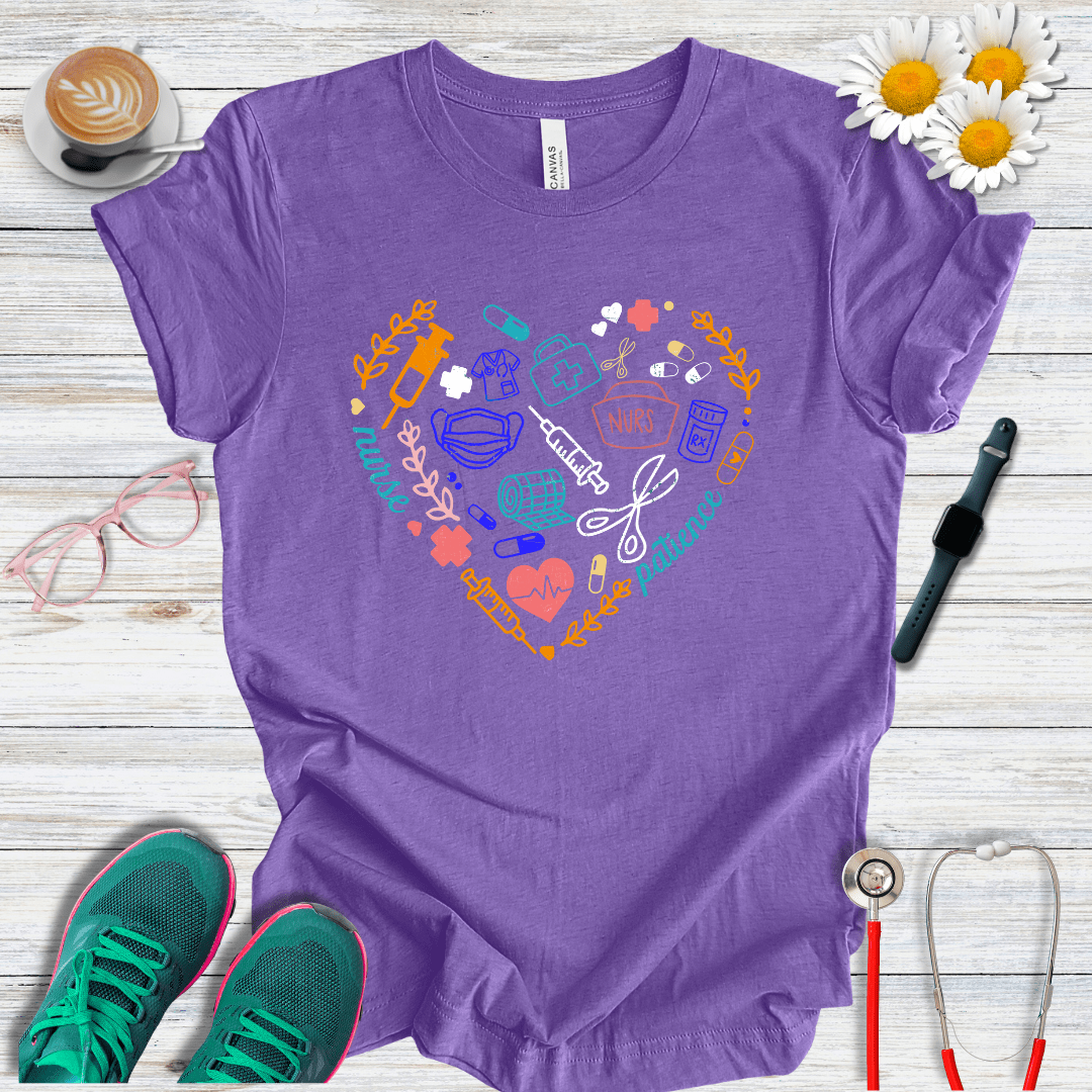 Heart With Nurse Icons T-Shirt