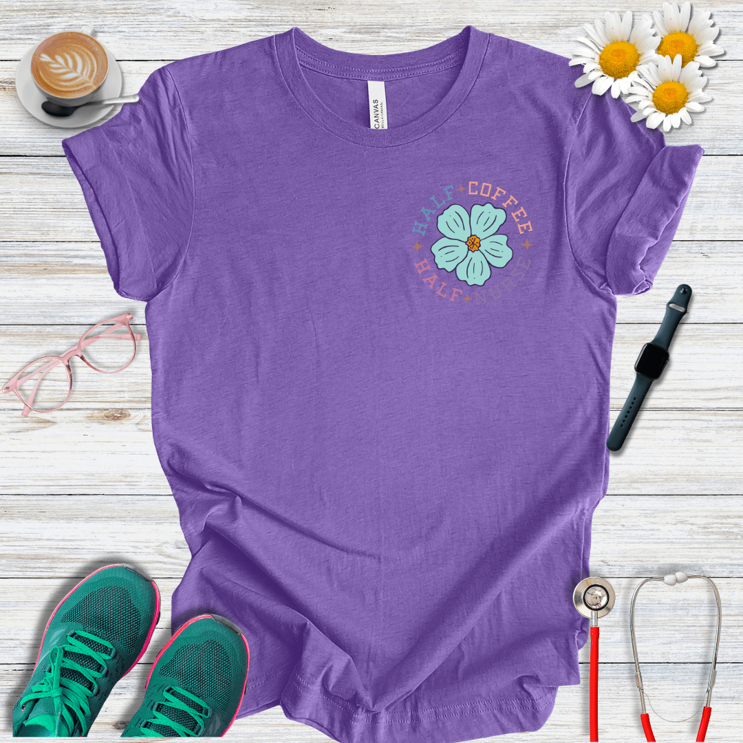 Half Coffee, Half Nurse Pocket Style T-Shirt