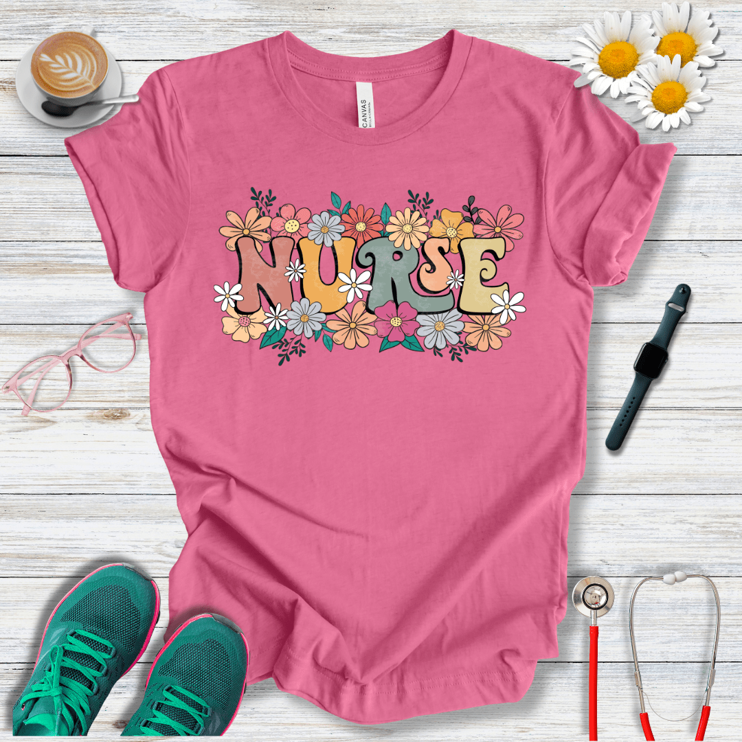 Nurse Retro Floral T-Shirt
