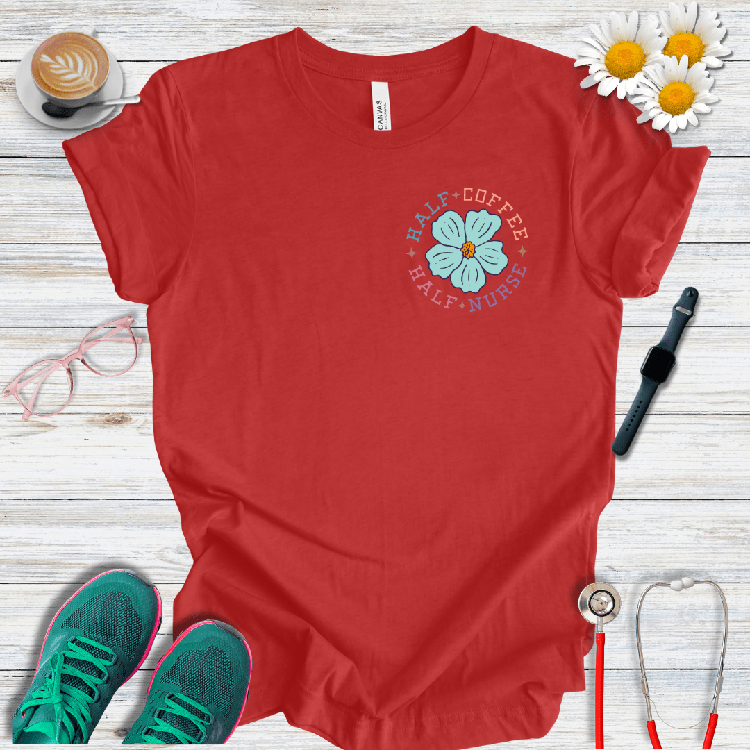 Half Coffee, Half Nurse Pocket Style T-Shirt