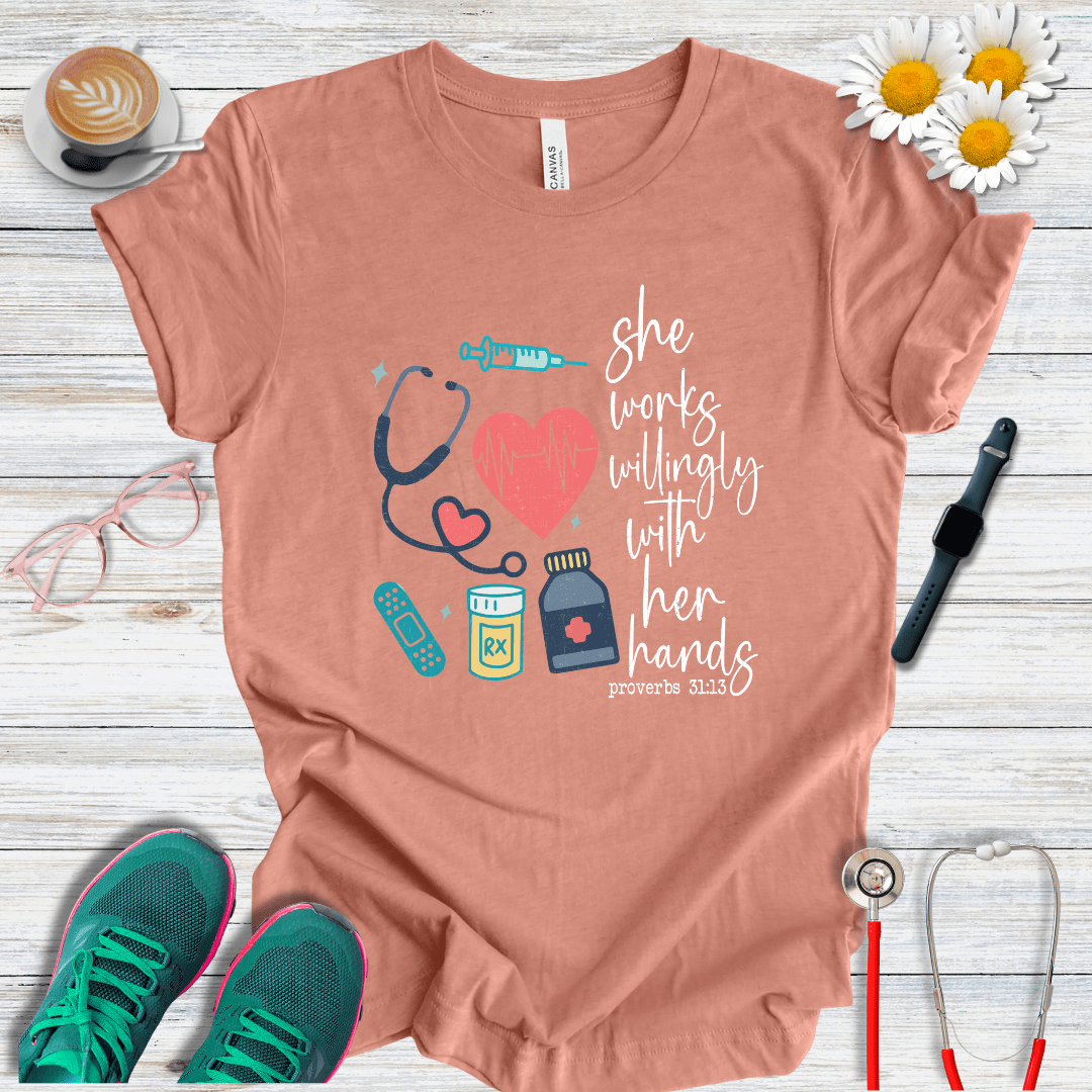 She works willingly with her hands T-Shirt