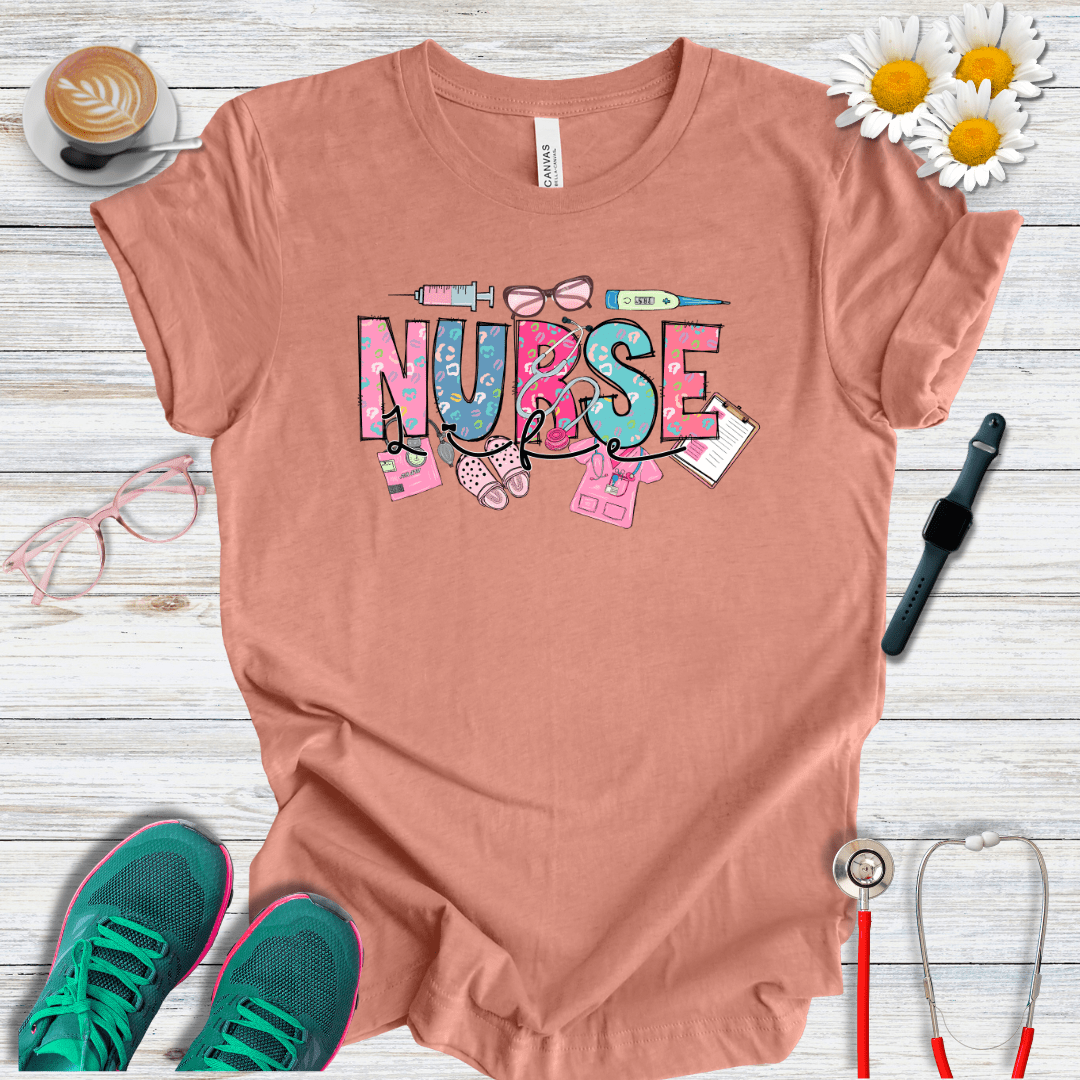 Nurse Life Icons Style T-Shirt