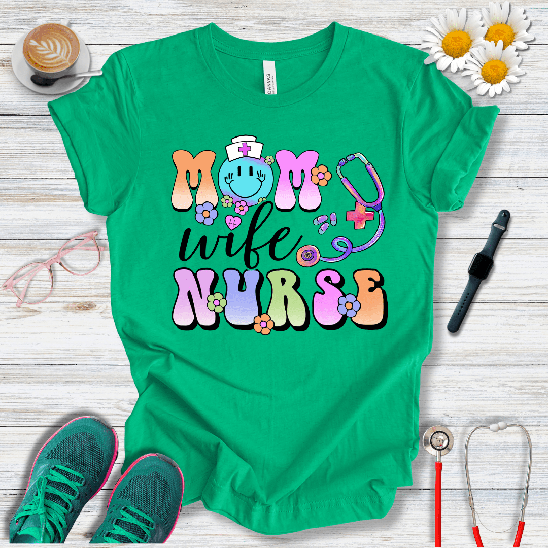 Mom, Wife, Nurse, Psychedelic Style T-Shirt