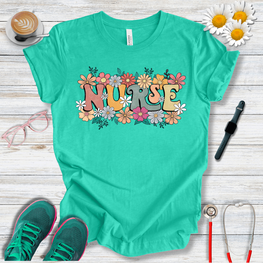 Nurse Retro Floral T-Shirt