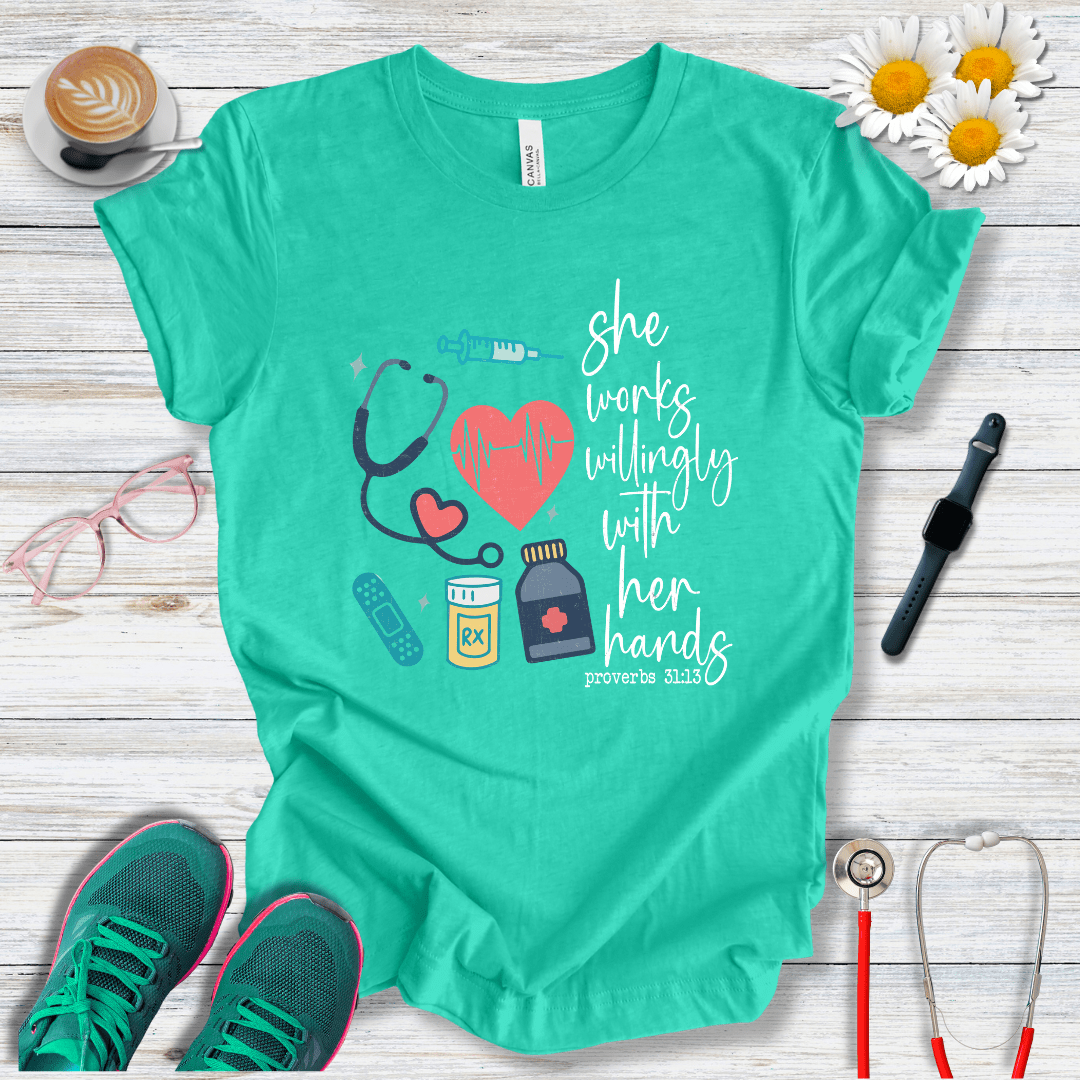 She works willingly with her hands T-Shirt