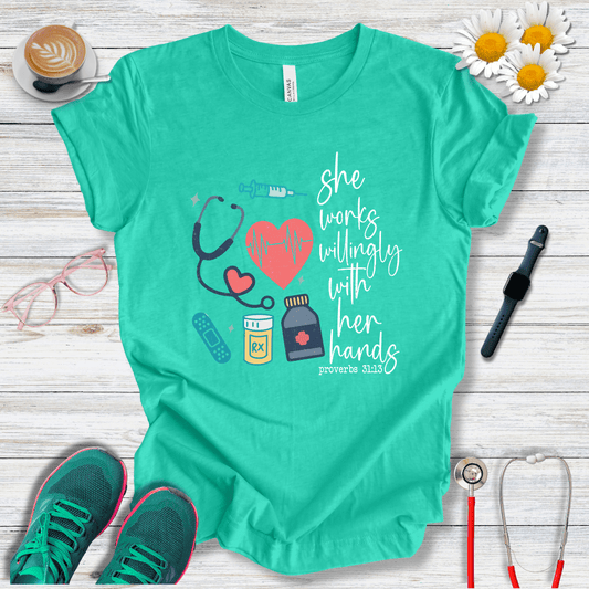 She works willingly with her hands T-Shirt