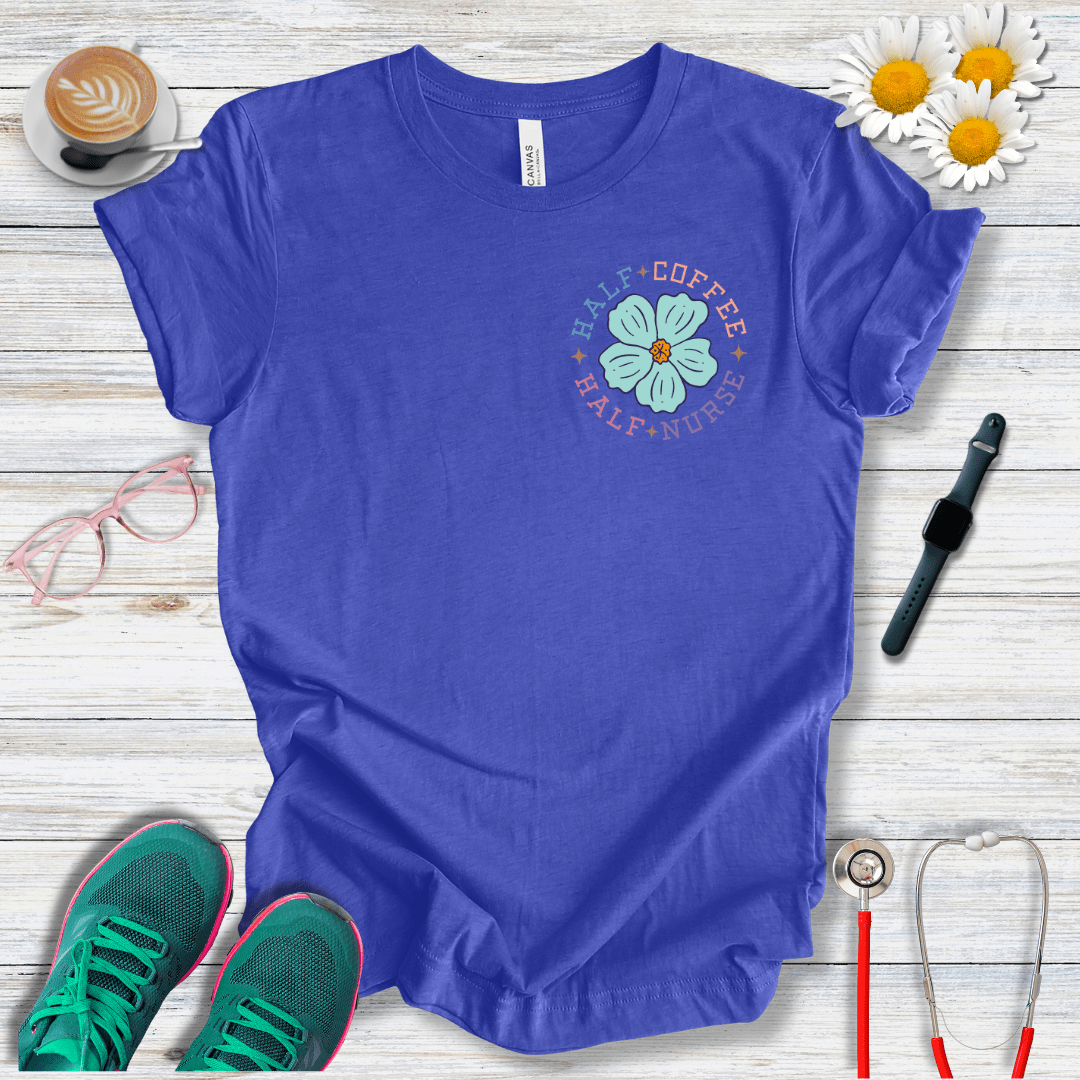 Half Coffee, Half Nurse Pocket Style T-Shirt