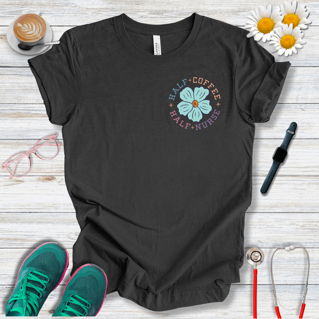 Half Coffee, Half Nurse Pocket Style T-Shirt