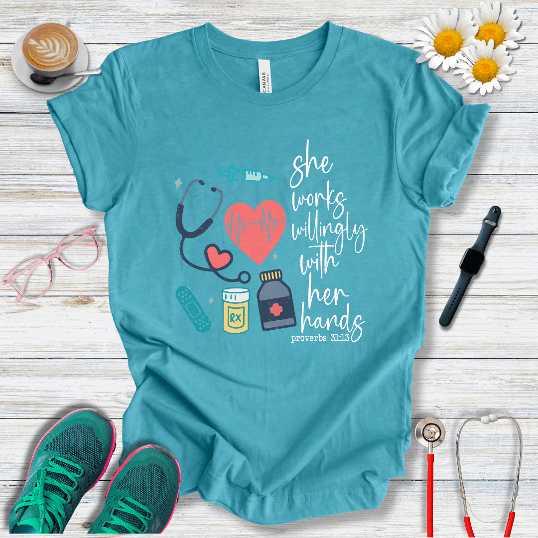 She works willingly with her hands T-Shirt
