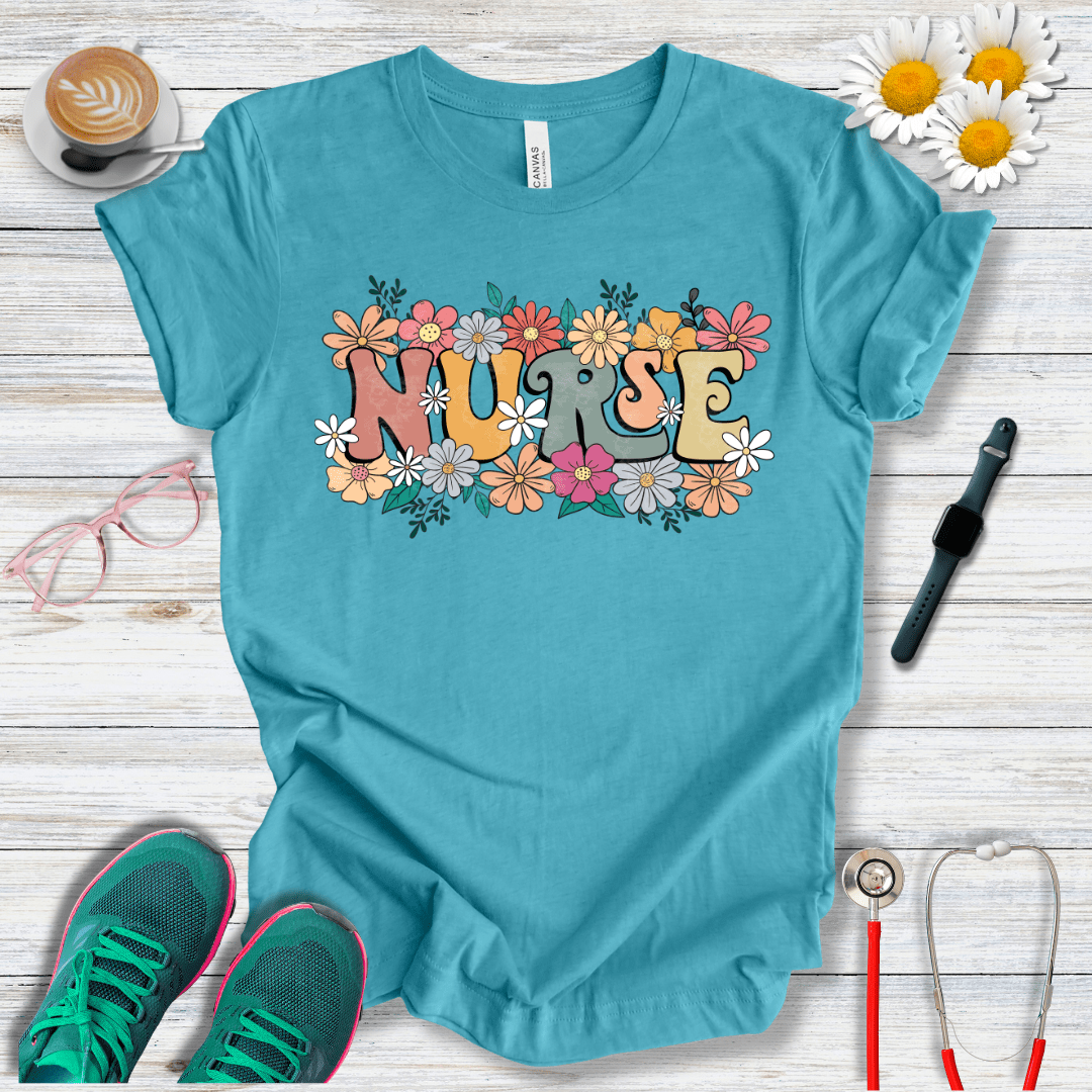 Nurse Retro Floral T-Shirt