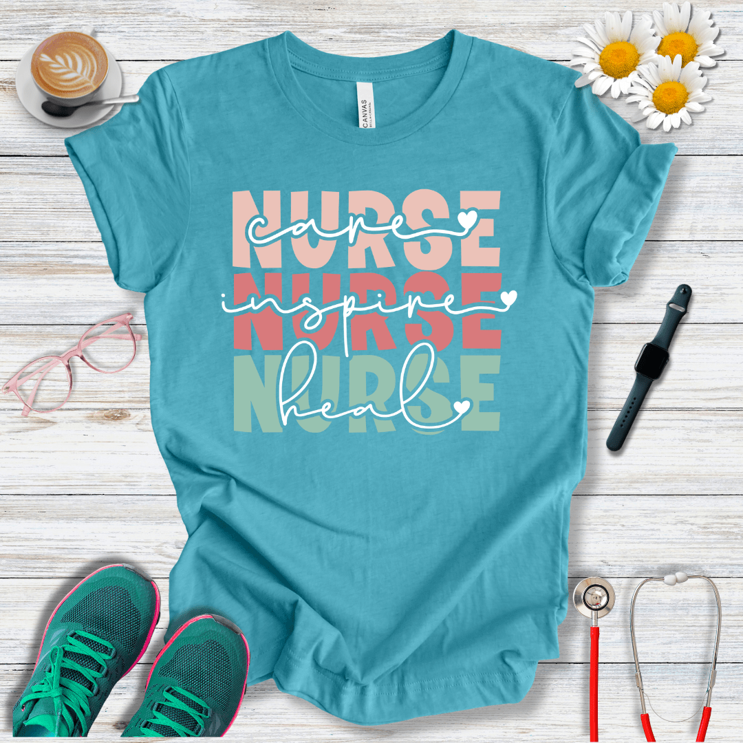 Nurse x3, Care, Inspire, Heal  T-Shirt