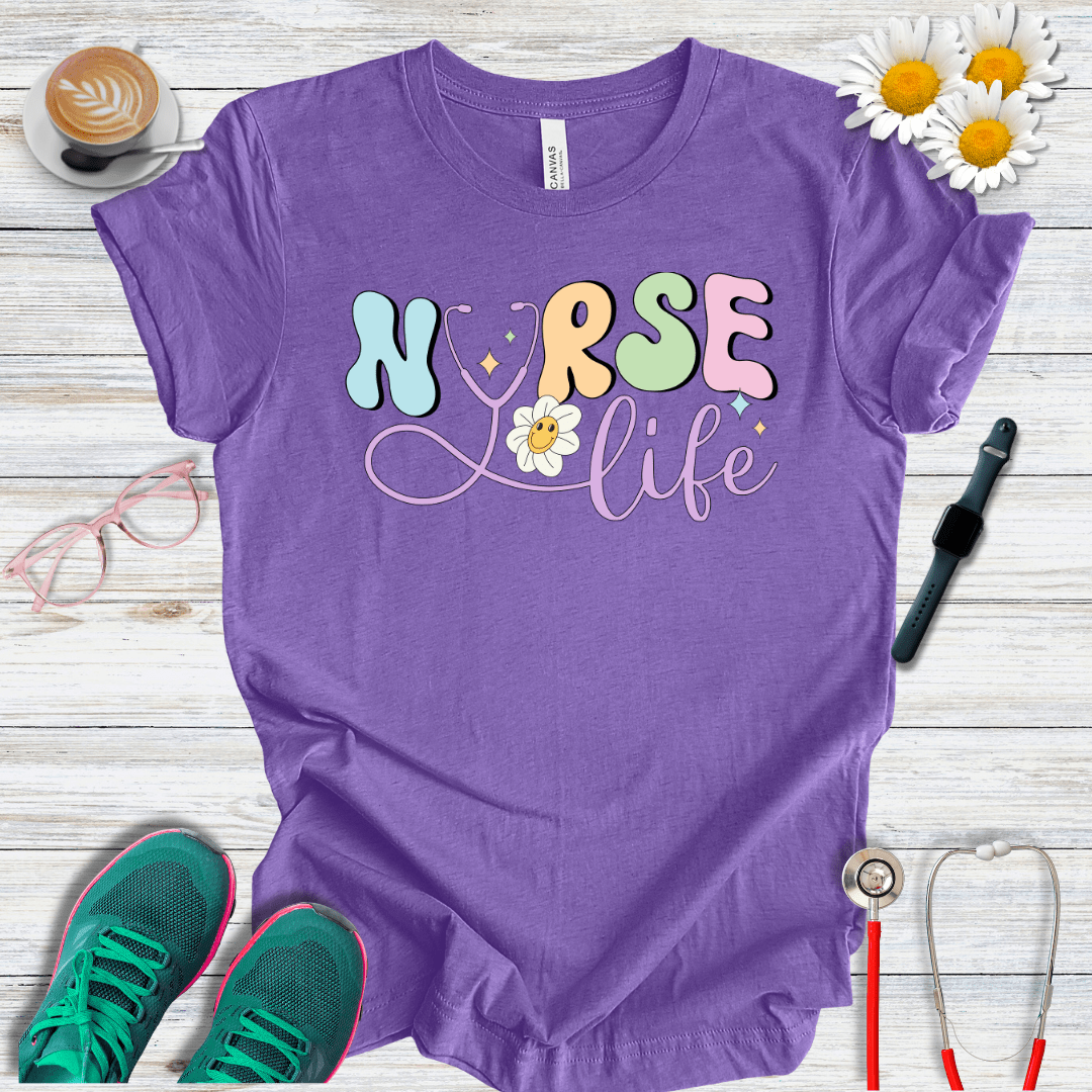 Nurse Life + Happy Flower T-Shirt