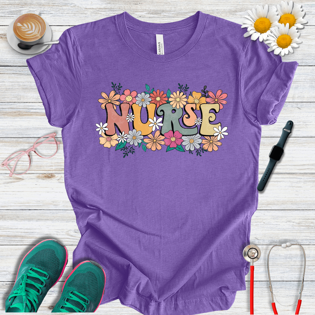 Nurse Retro Floral T-Shirt