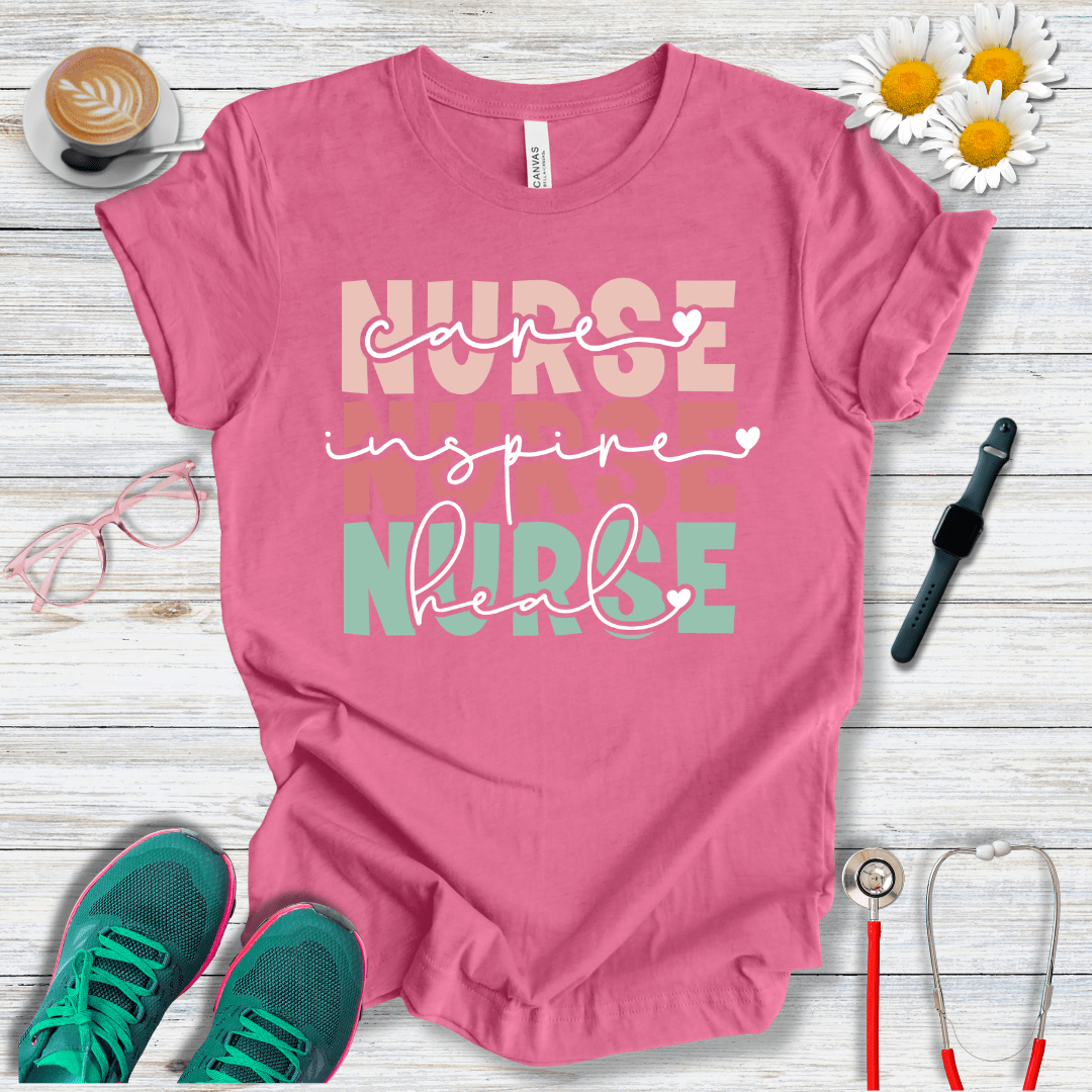 Nurse x3, Care, Inspire, Heal  T-Shirt