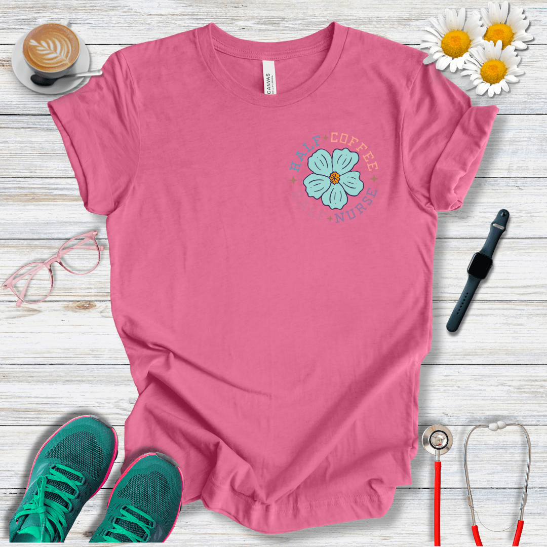 Half Coffee, Half Nurse Pocket Style T-Shirt