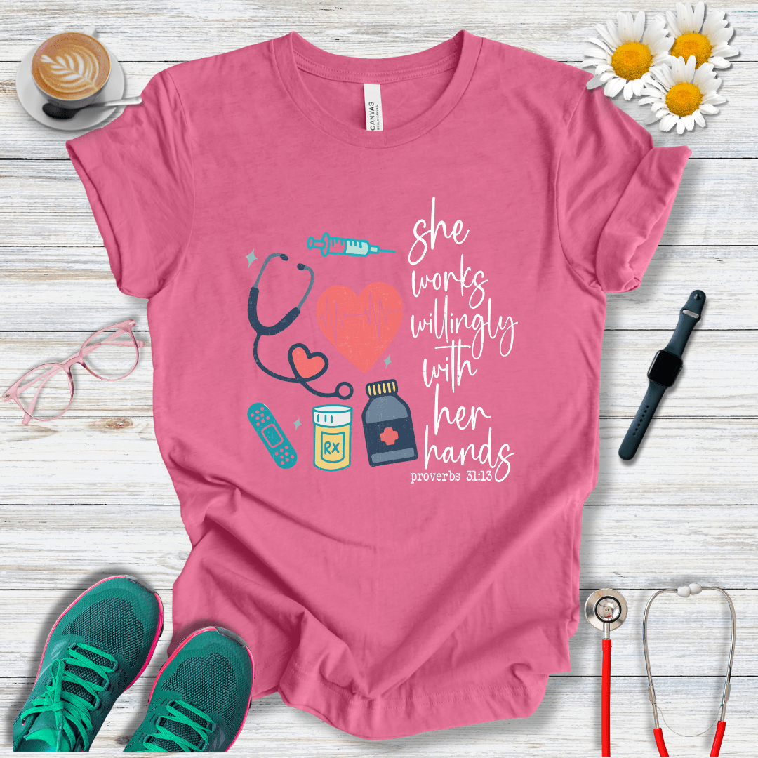 She works willingly with her hands T-Shirt