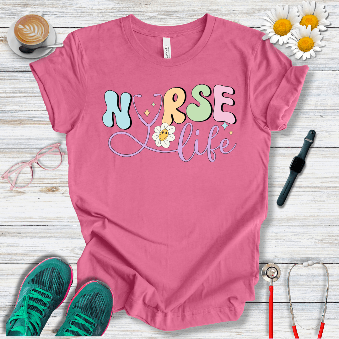 Nurse Life + Happy Flower T-Shirt