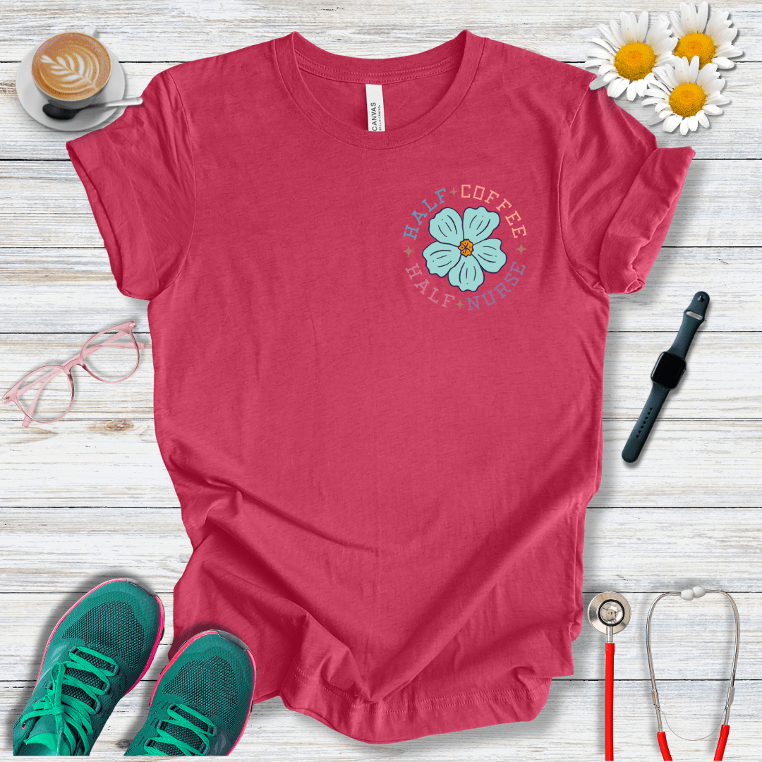 Half Coffee, Half Nurse Pocket Style T-Shirt