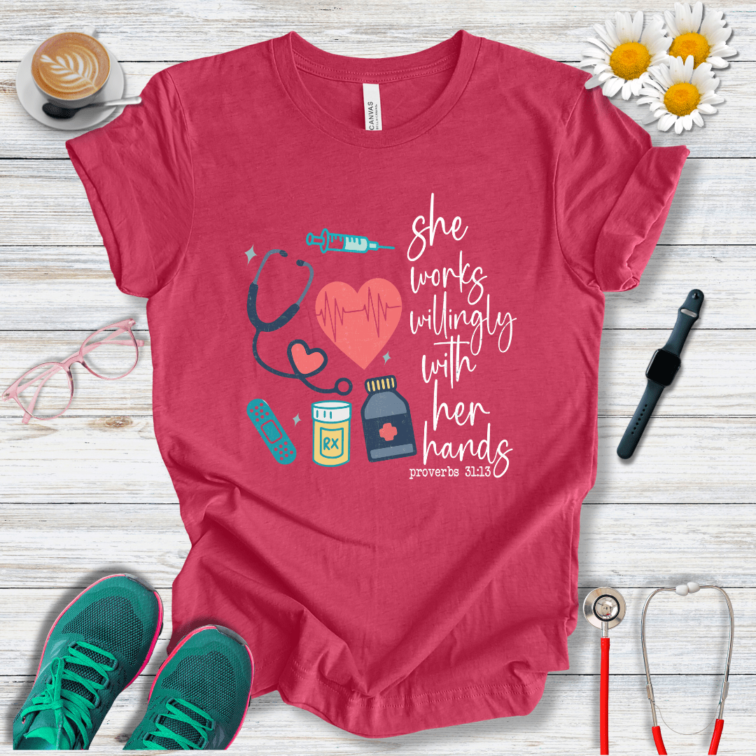 She works willingly with her hands T-Shirt