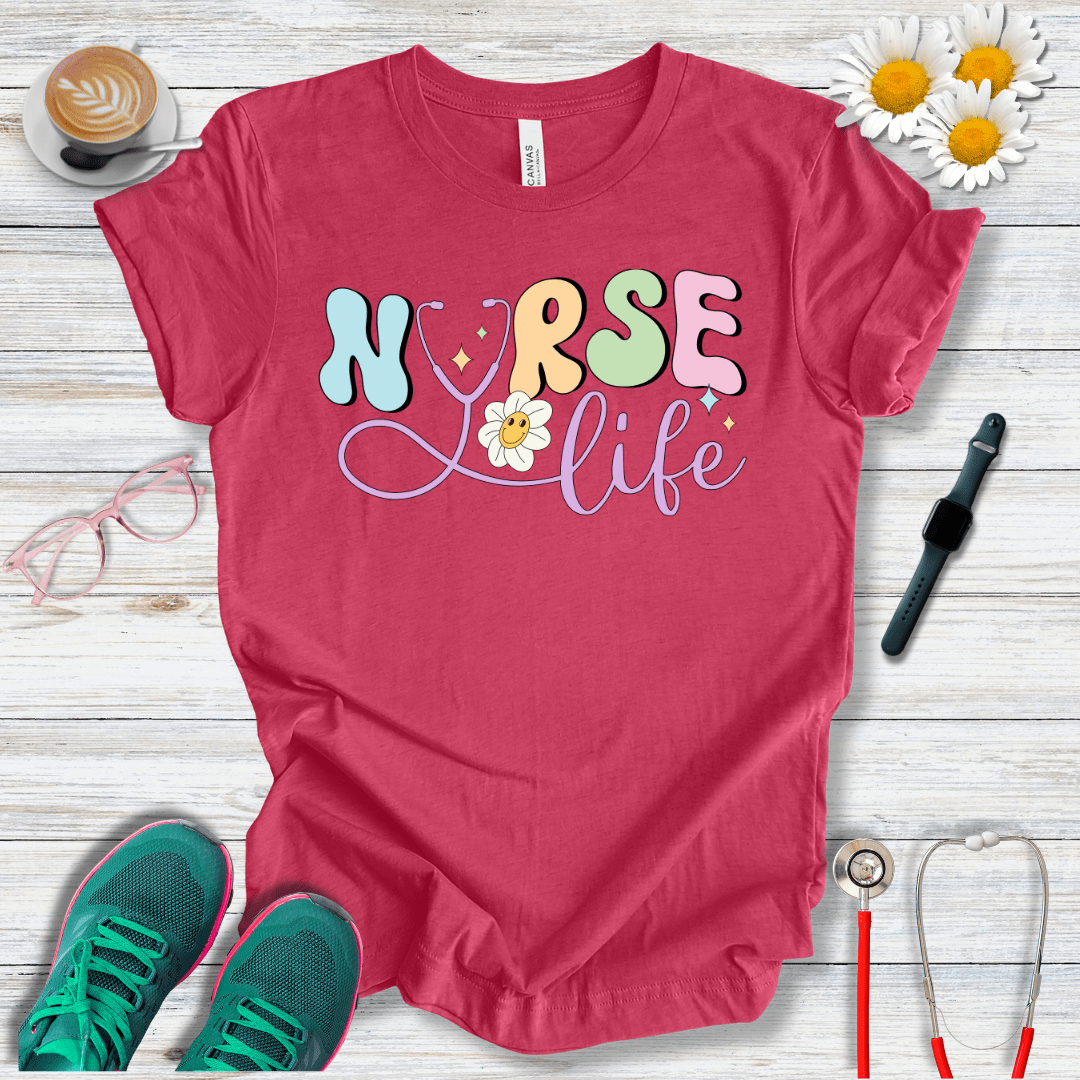 Nurse Life + Happy Flower T-Shirt