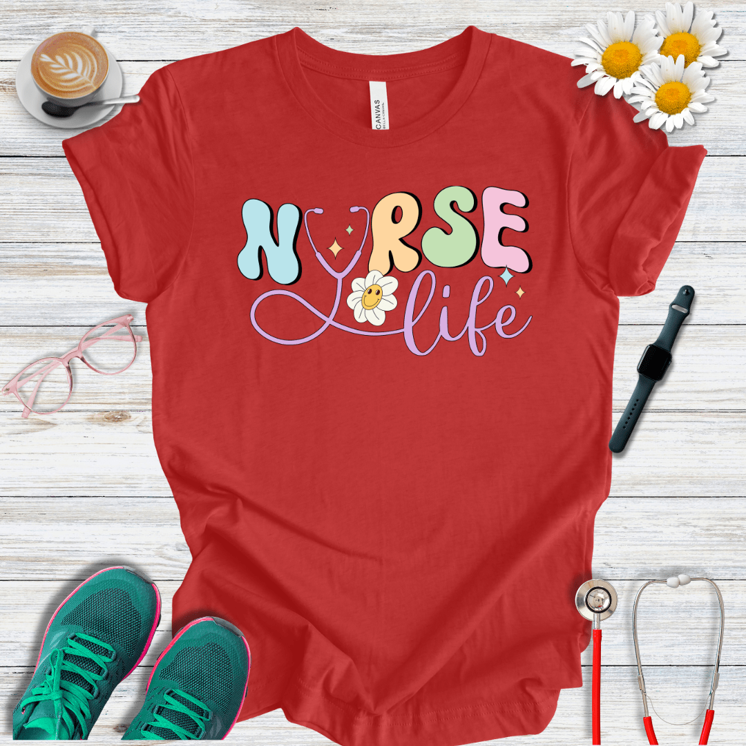 Nurse Life + Happy Flower T-Shirt