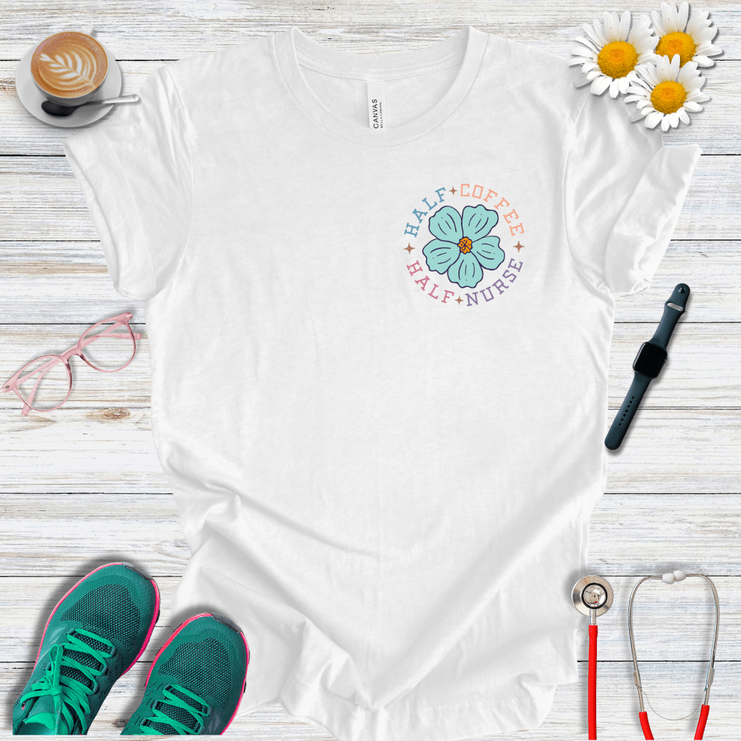 Half Coffee, Half Nurse Pocket Style T-Shirt