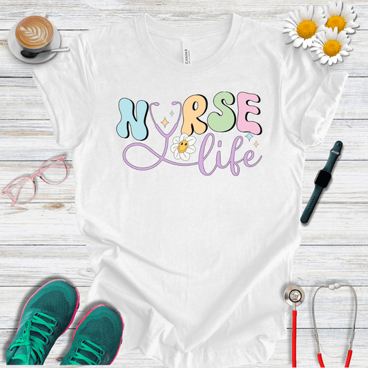 Nurse Life + Happy Flower T-Shirt