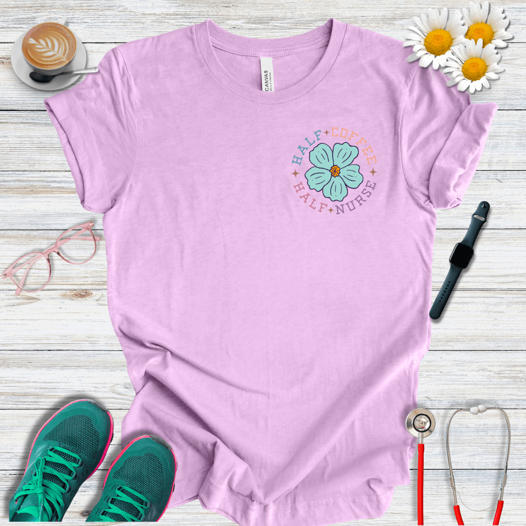 Half Coffee, Half Nurse Pocket Style T-Shirt