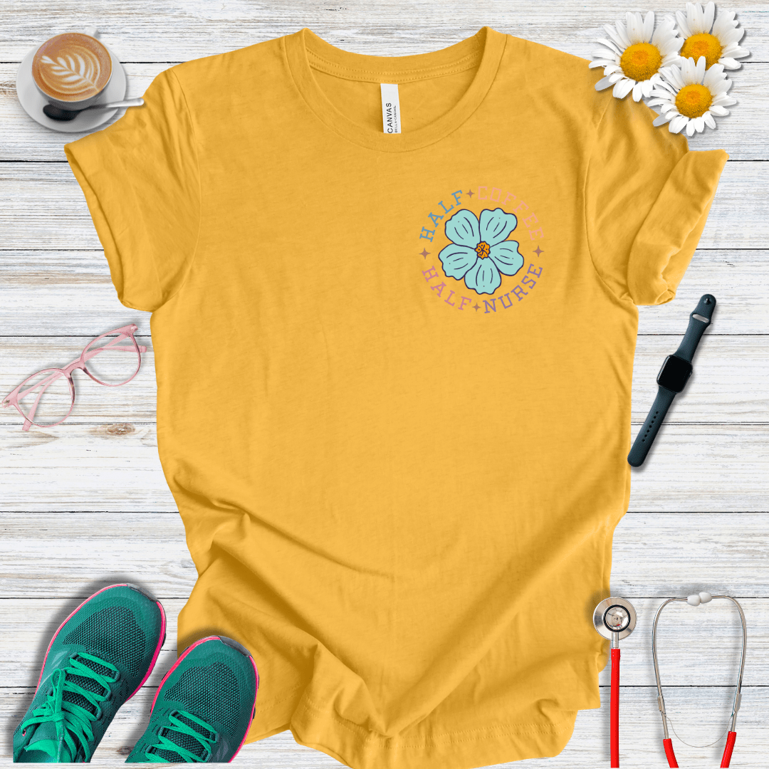 Half Coffee, Half Nurse Pocket Style T-Shirt