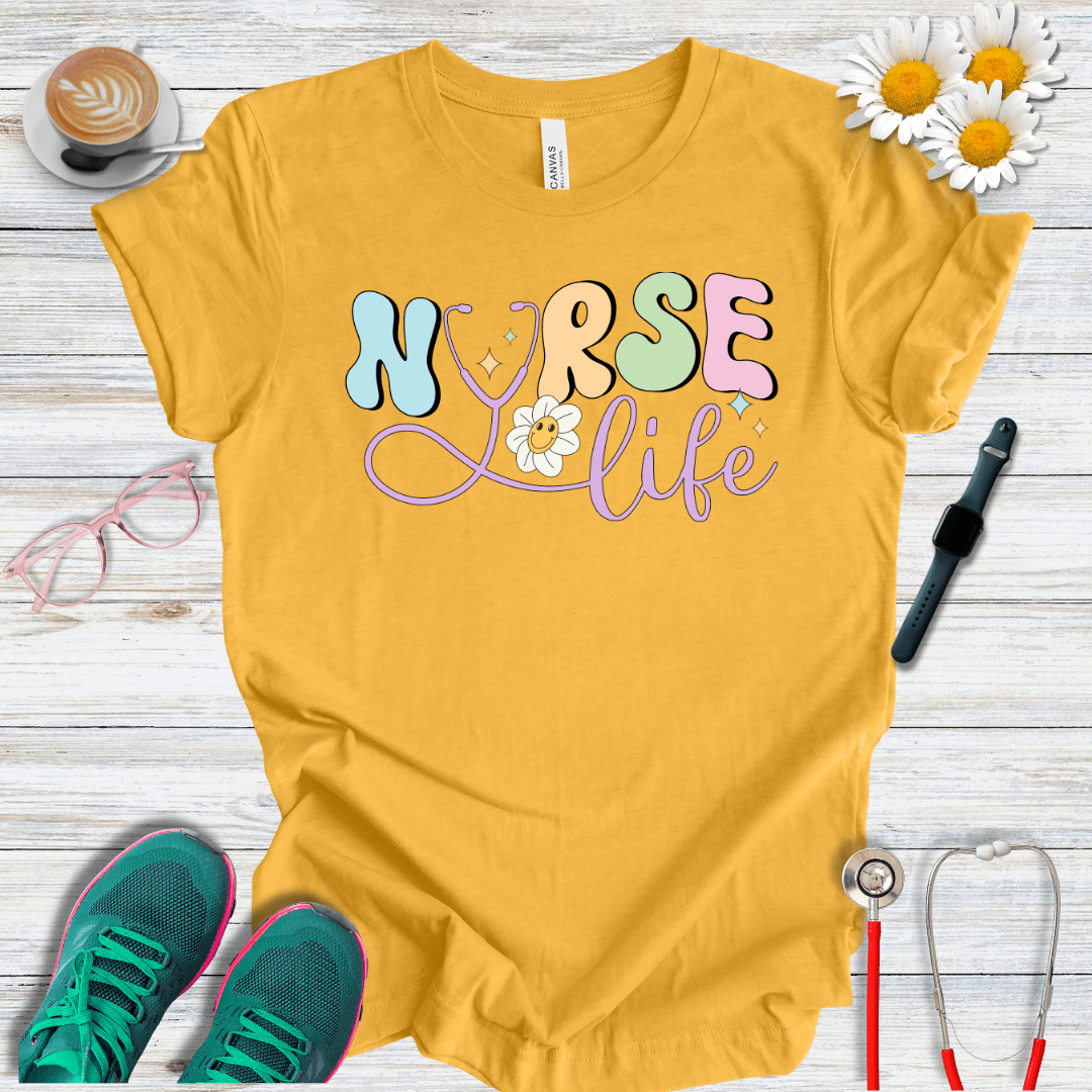 Nurse Life + Happy Flower T-Shirt