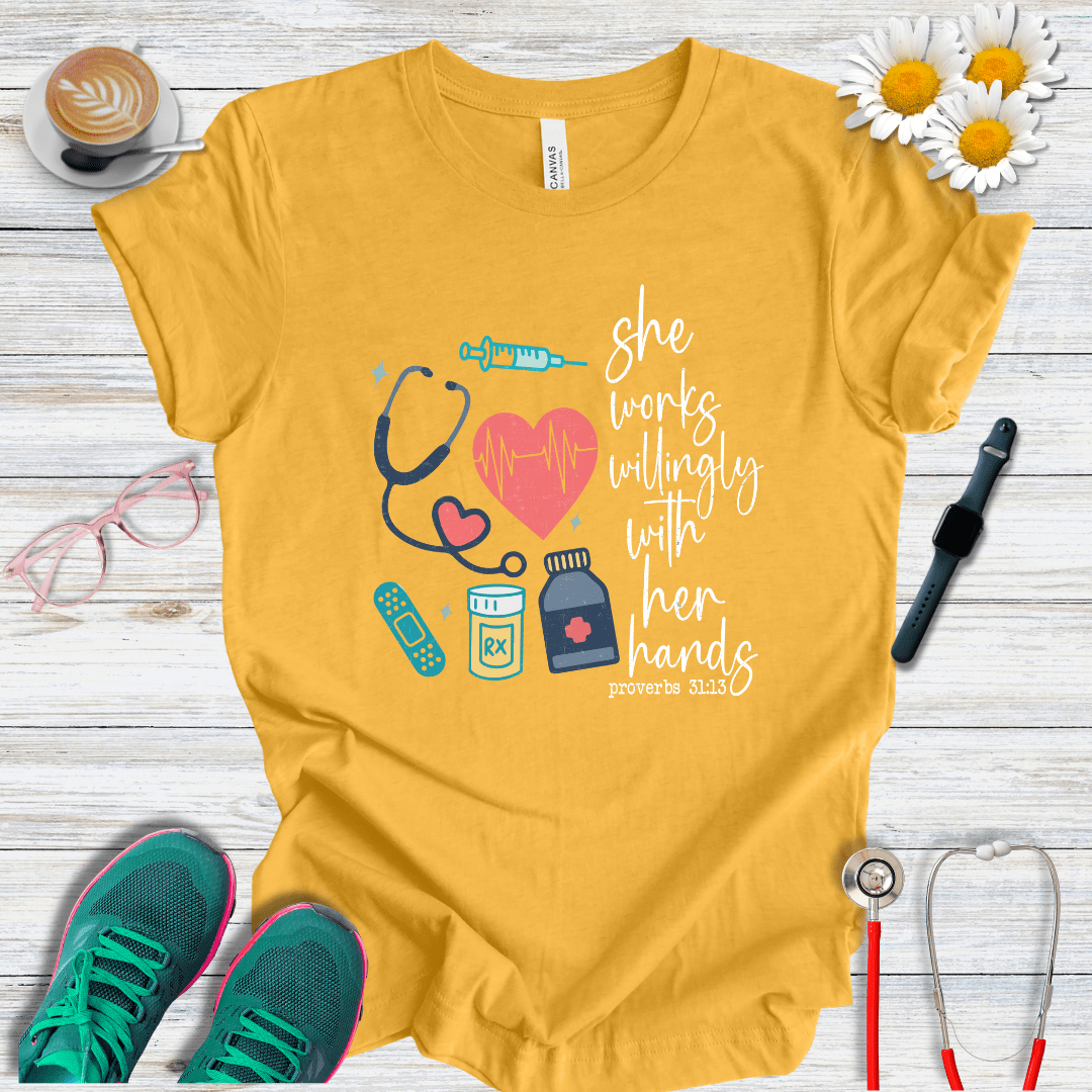She works willingly with her hands T-Shirt