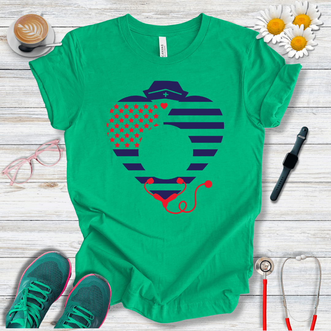 Nurse Heart , American Flag T-Shirt