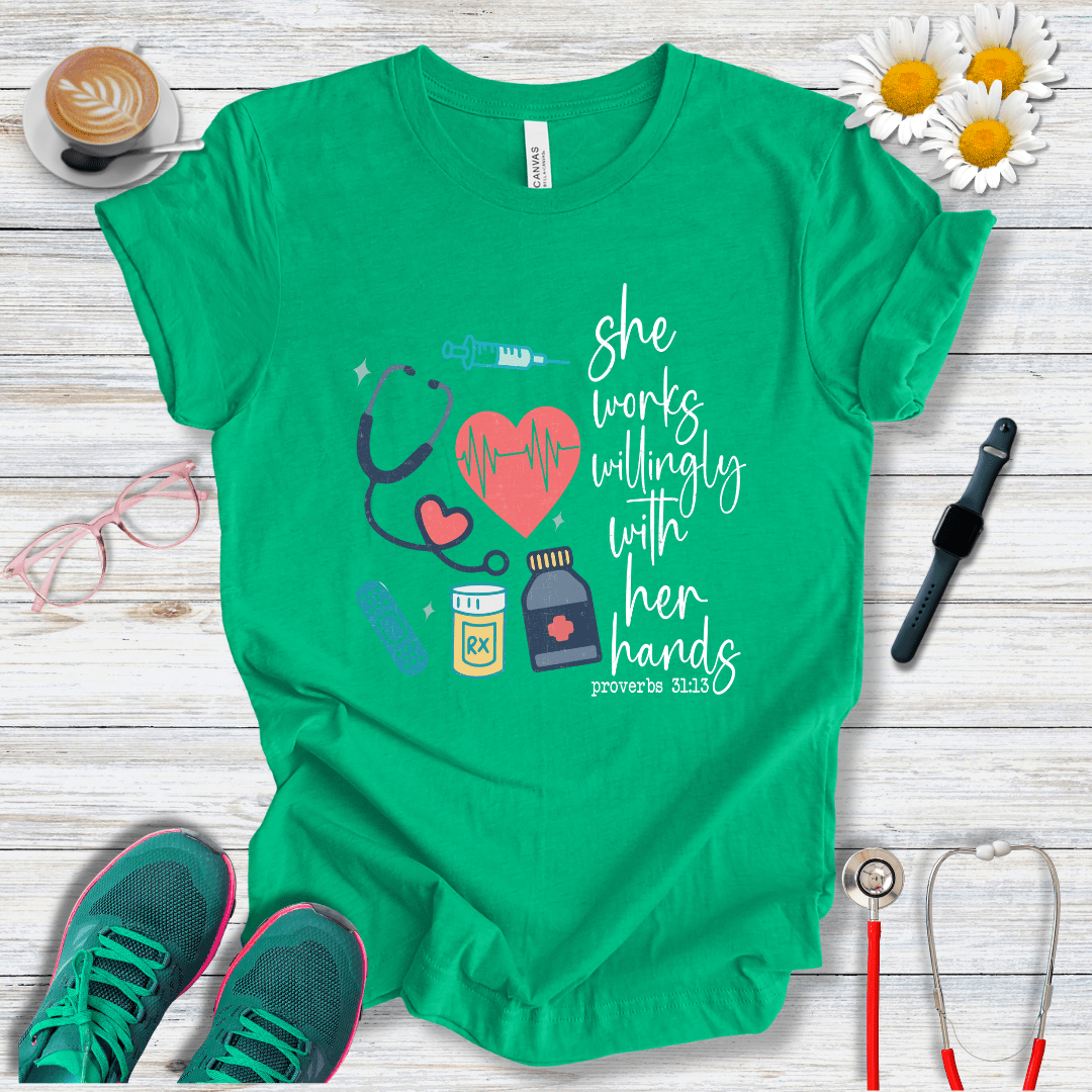 She works willingly with her hands T-Shirt