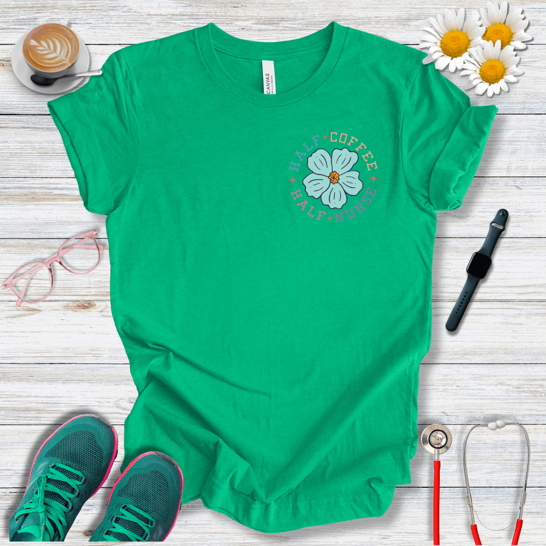 Half Coffee, Half Nurse Pocket Style T-Shirt