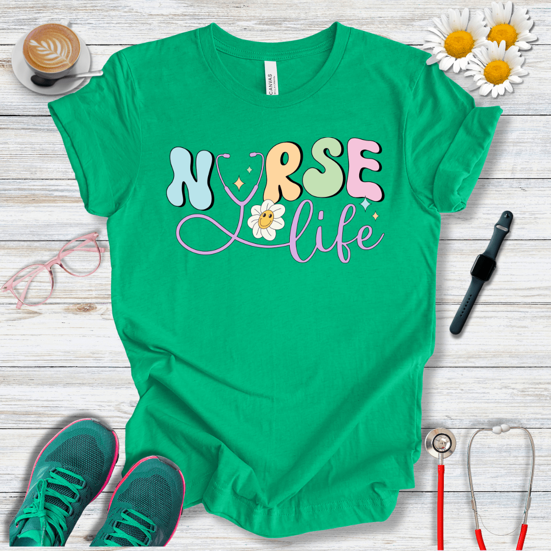Nurse Life + Happy Flower T-Shirt