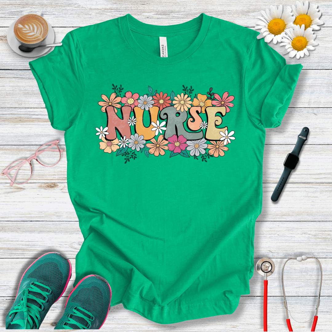 Nurse Retro Floral T-Shirt