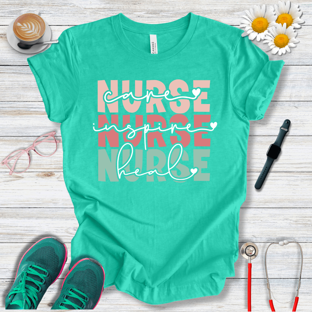 Nurse x3, Care, Inspire, Heal  T-Shirt