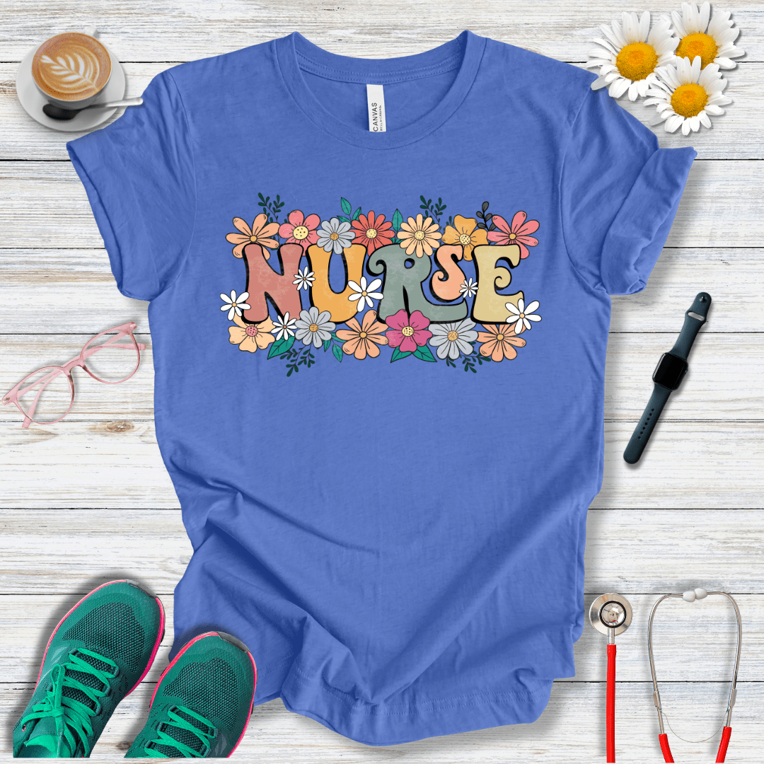 Nurse Retro Floral T-Shirt