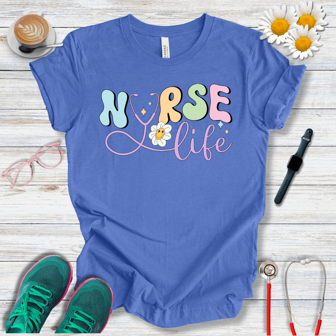 Nurse Life + Happy Flower T-Shirt