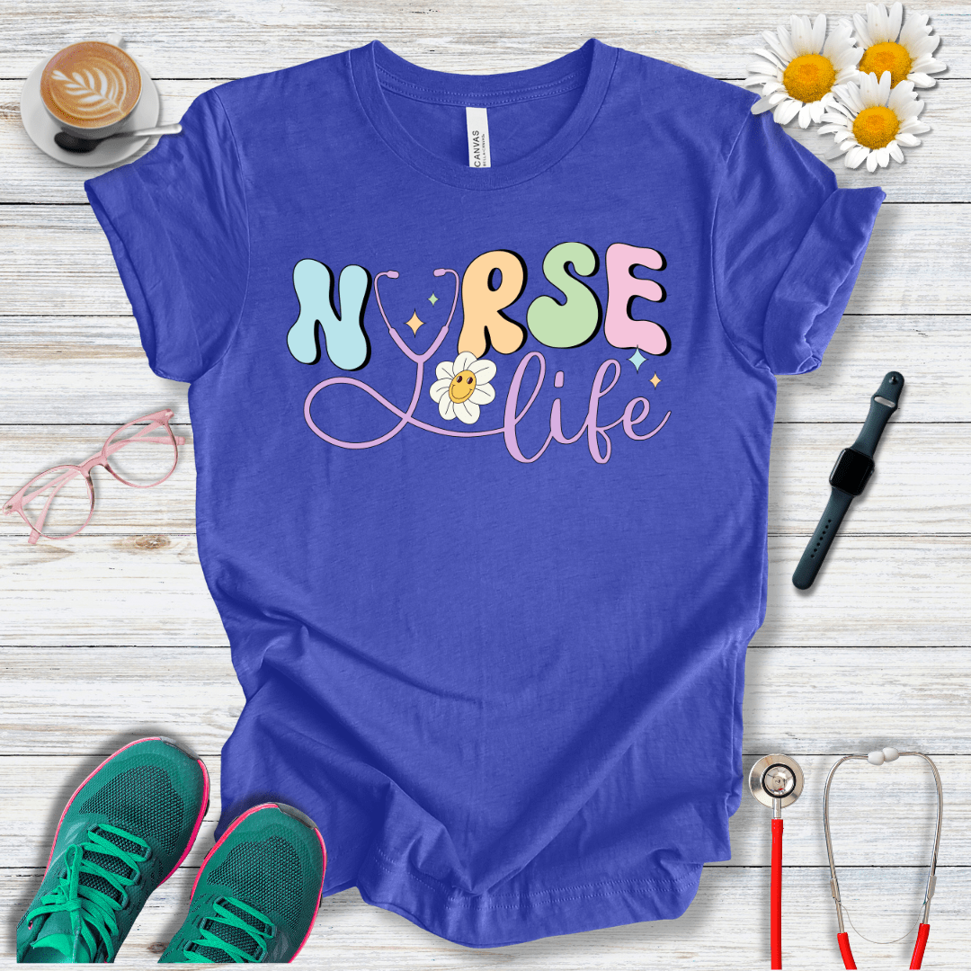 Nurse Life + Happy Flower T-Shirt