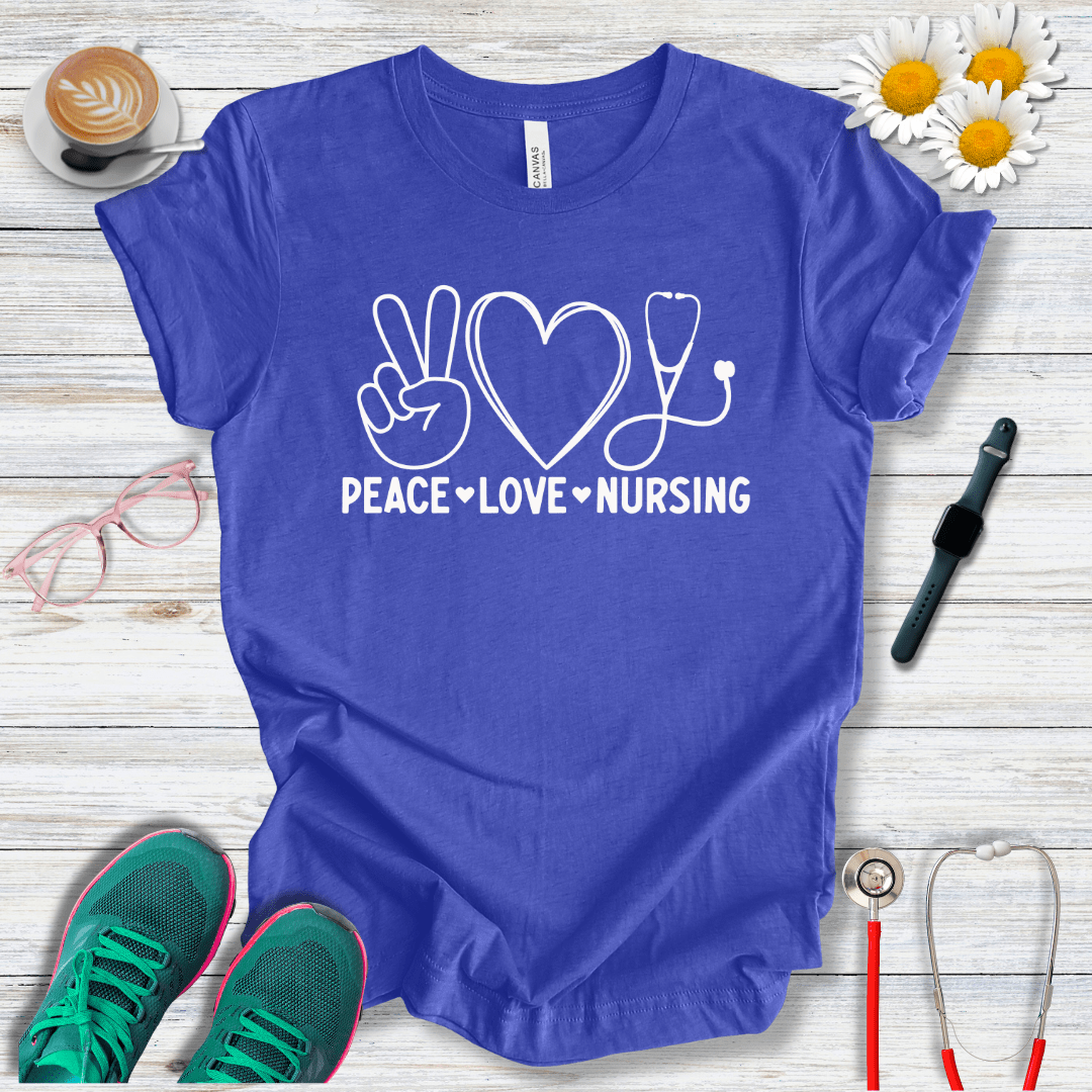 Peace, Love, Nursing, Minimalist Style T-Shirt