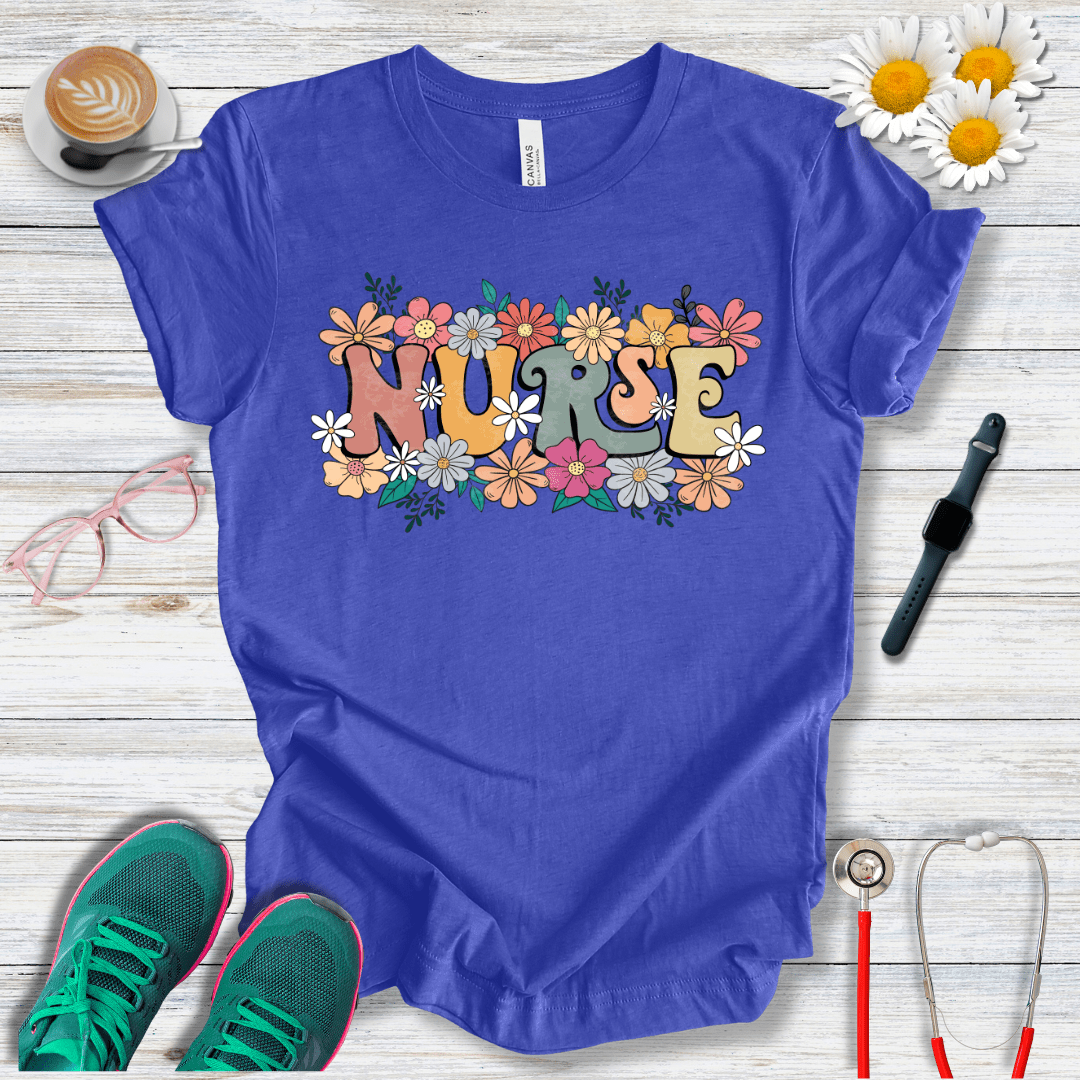 Nurse Retro Floral T-Shirt