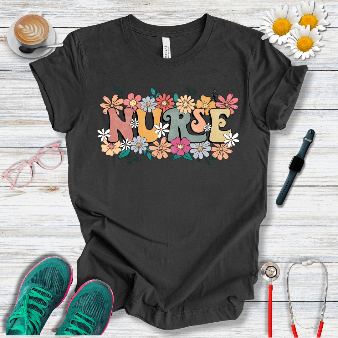 Nurse Retro Floral T-Shirt