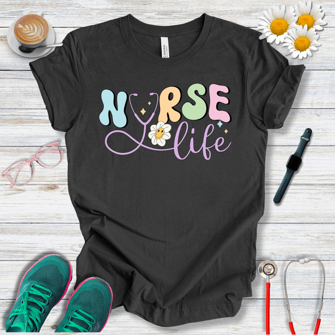 Nurse Life + Happy Flower T-Shirt