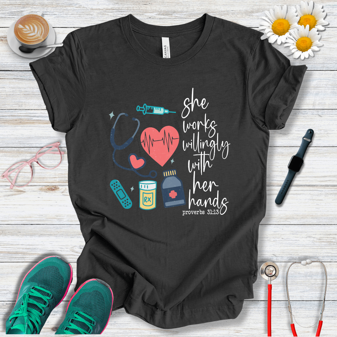She works willingly with her hands T-Shirt