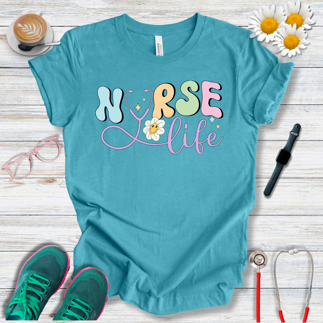 Nurse Life + Happy Flower T-Shirt