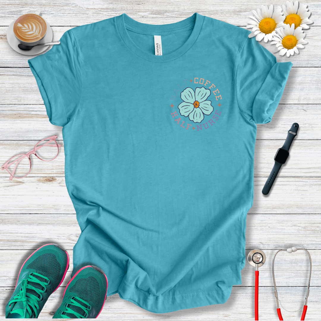 Half Coffee, Half Nurse Pocket Style T-Shirt