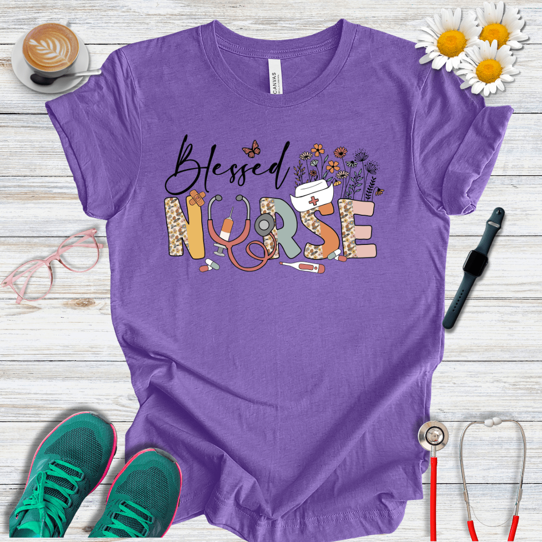 Blessed Nurse Floral Style T-Shirt