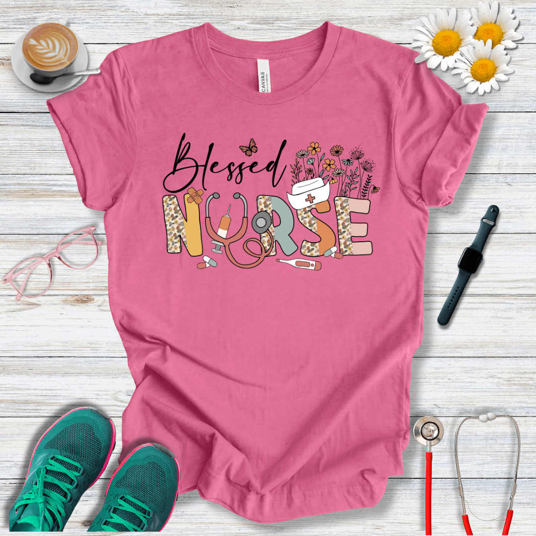 Blessed Nurse Floral Style T-Shirt